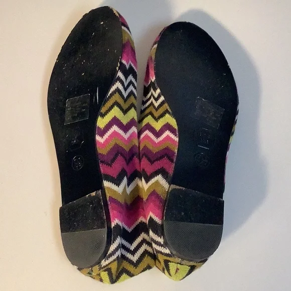 Missoni For Target Purple Green Sweater Knit Zig Zag Chevron Ballet Flats Sz 9.5 - Picture 10 of 12
